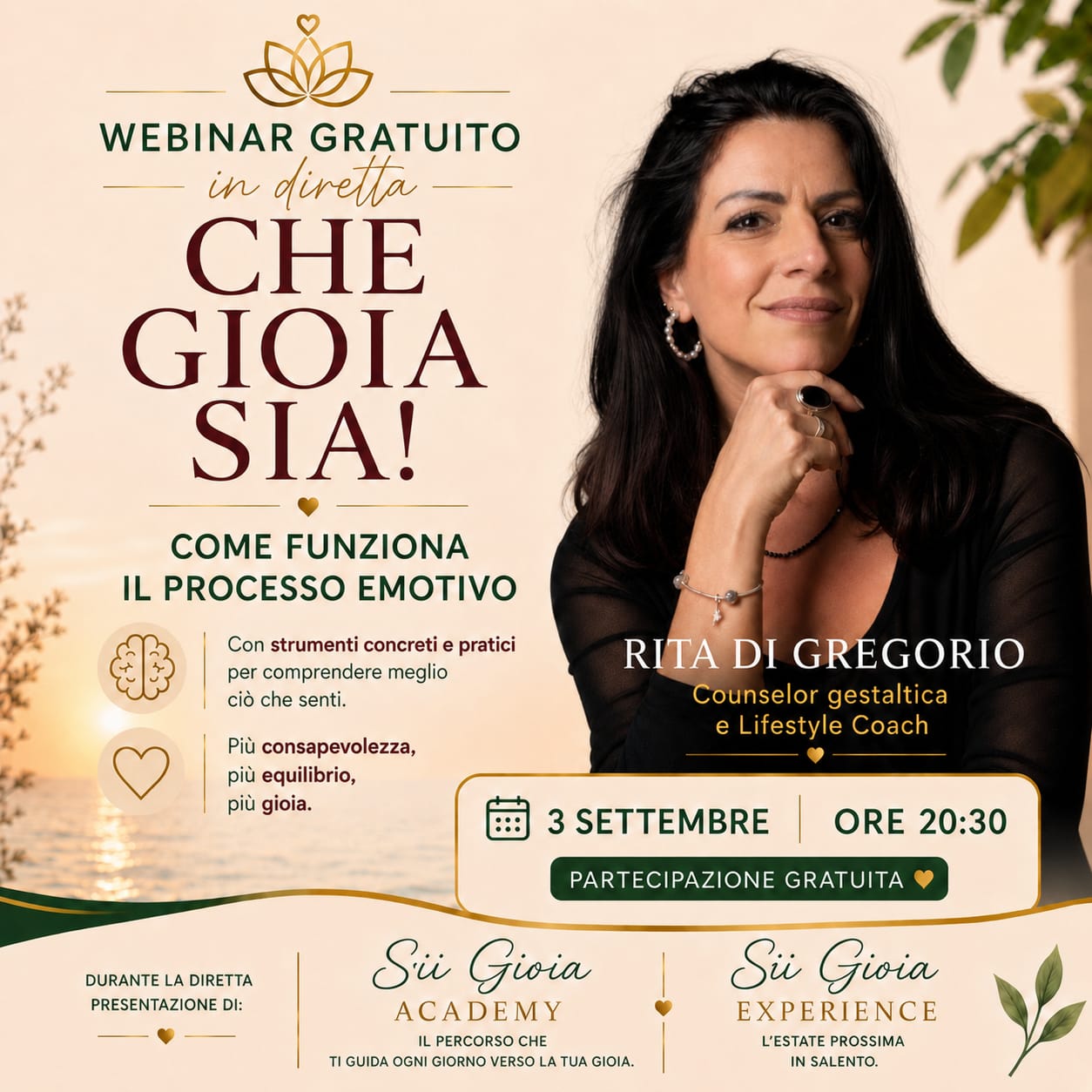 Locandina Webinar Che Gioia Sia